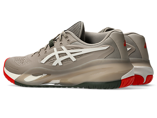 Asics Men's GEL-RESOLUTION X Wide (2E) Tennis Shoes in Greige/Soft Oat