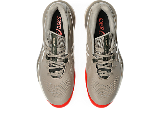 Asics Men's GEL-RESOLUTION X Wide (2E) Tennis Shoes in Greige/Soft Oat