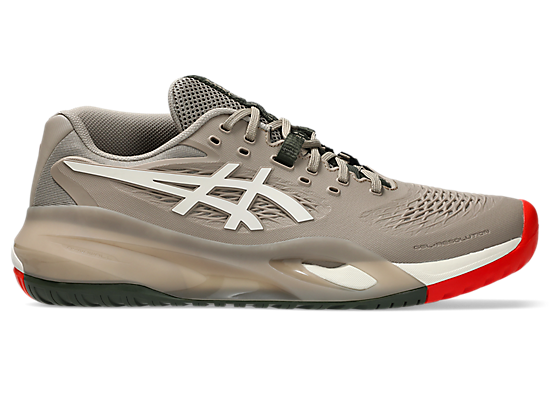 Asics Men's GEL-RESOLUTION X Wide (2E) Tennis Shoes in Greige/Soft Oat