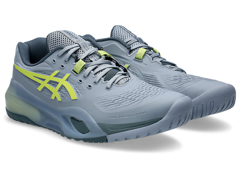 Asics Men's GEL-RESOLUTION X Wide (2E) Tennis Shoes in Grey Blue/Pistachio