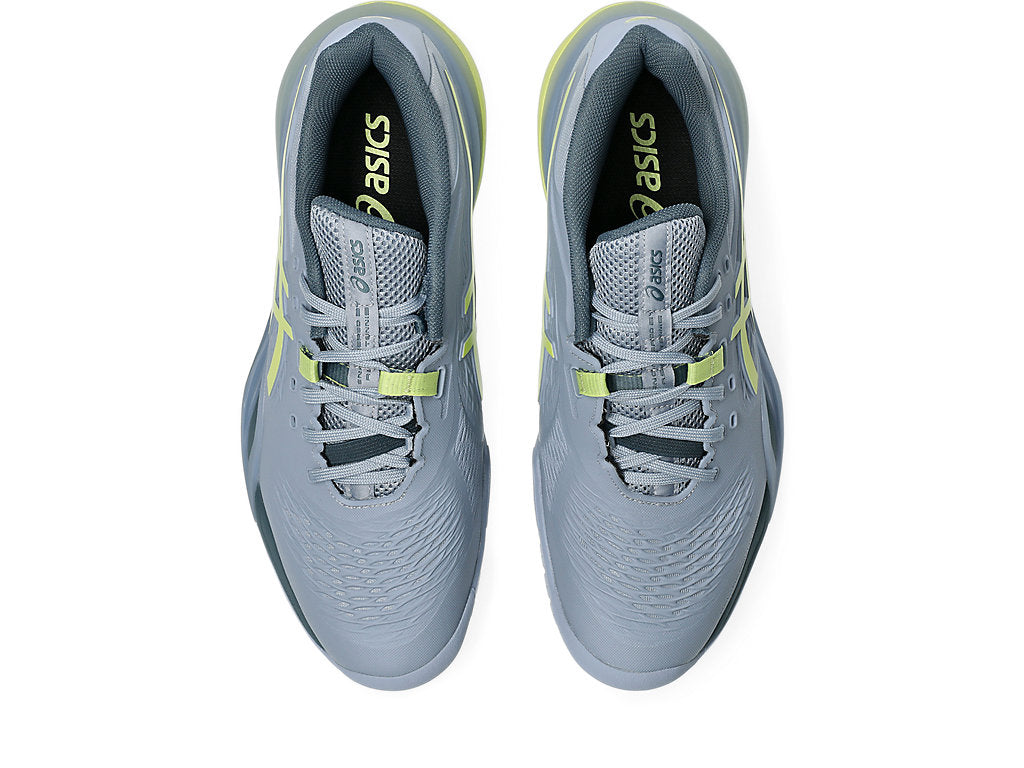 Asics Men's GEL-RESOLUTION X Wide (2E) Tennis Shoes in Grey Blue/Pistachio