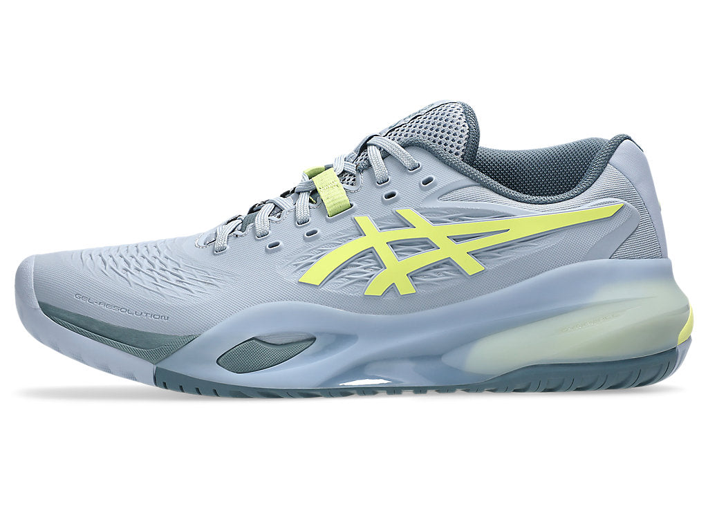 Asics Men's GEL-RESOLUTION X Wide (2E) Tennis Shoes in Grey Blue/Pistachio