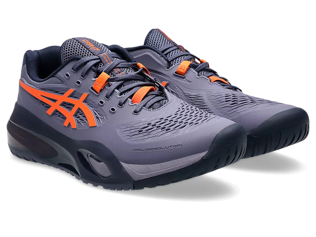 Asics Men's GEL-RESOLUTION X Wide Tennis Shoes in Greyish Purple/Nova Orange