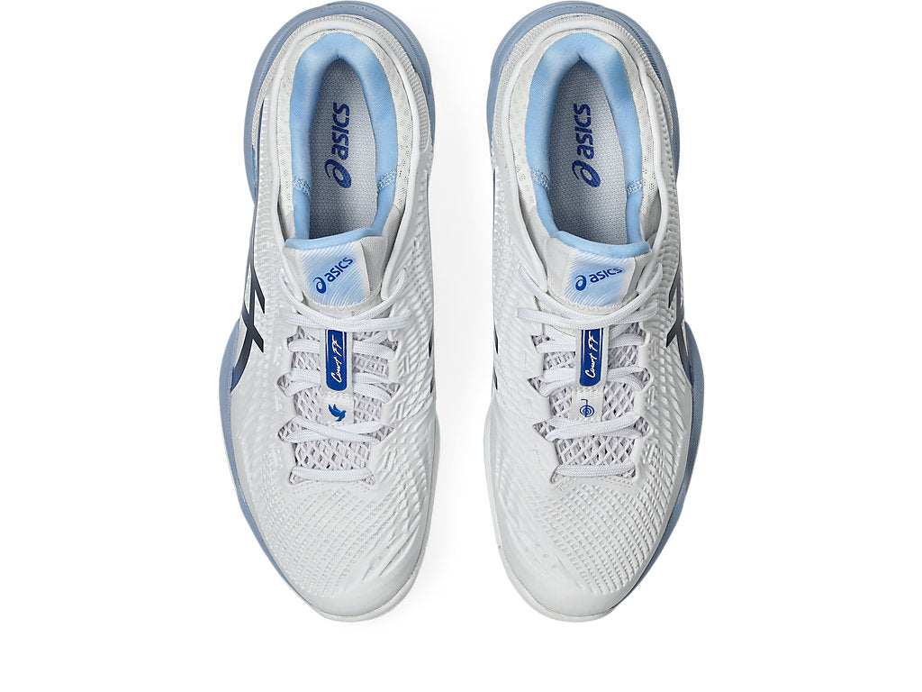 Asics Men COURT FF 3 NOVAK Tennis Shoes in White/Tuna Blue
