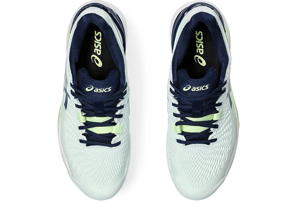 Asics Women's GEL-RESOLUTION 9 Tennis Shoes in Pale Mint/Blue Expanse