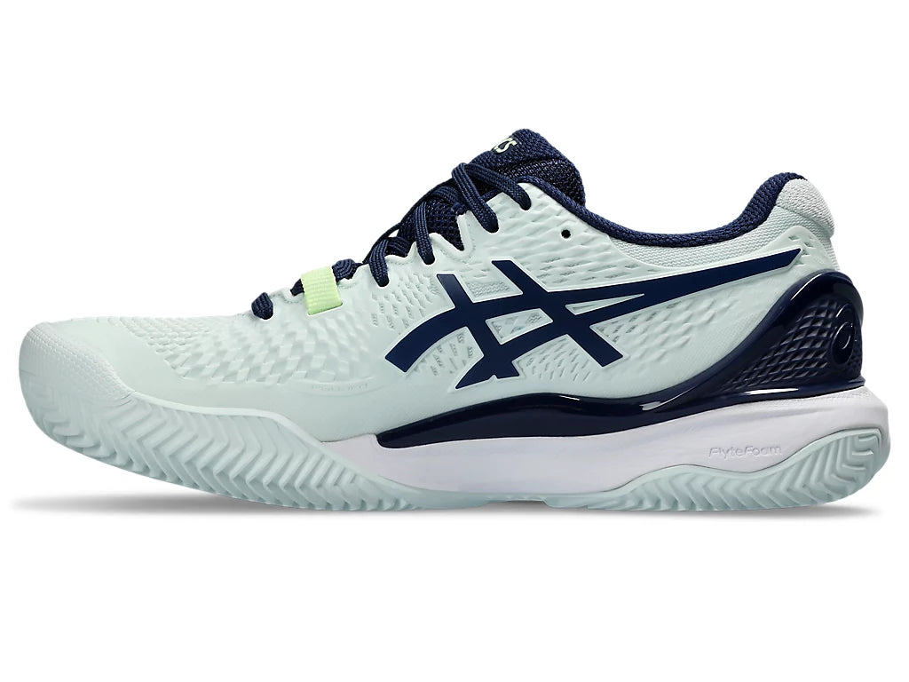 Asics Women's GEL-RESOLUTION 9 CLAY Tennis Shoes in Pale Mint/Blue Expanse