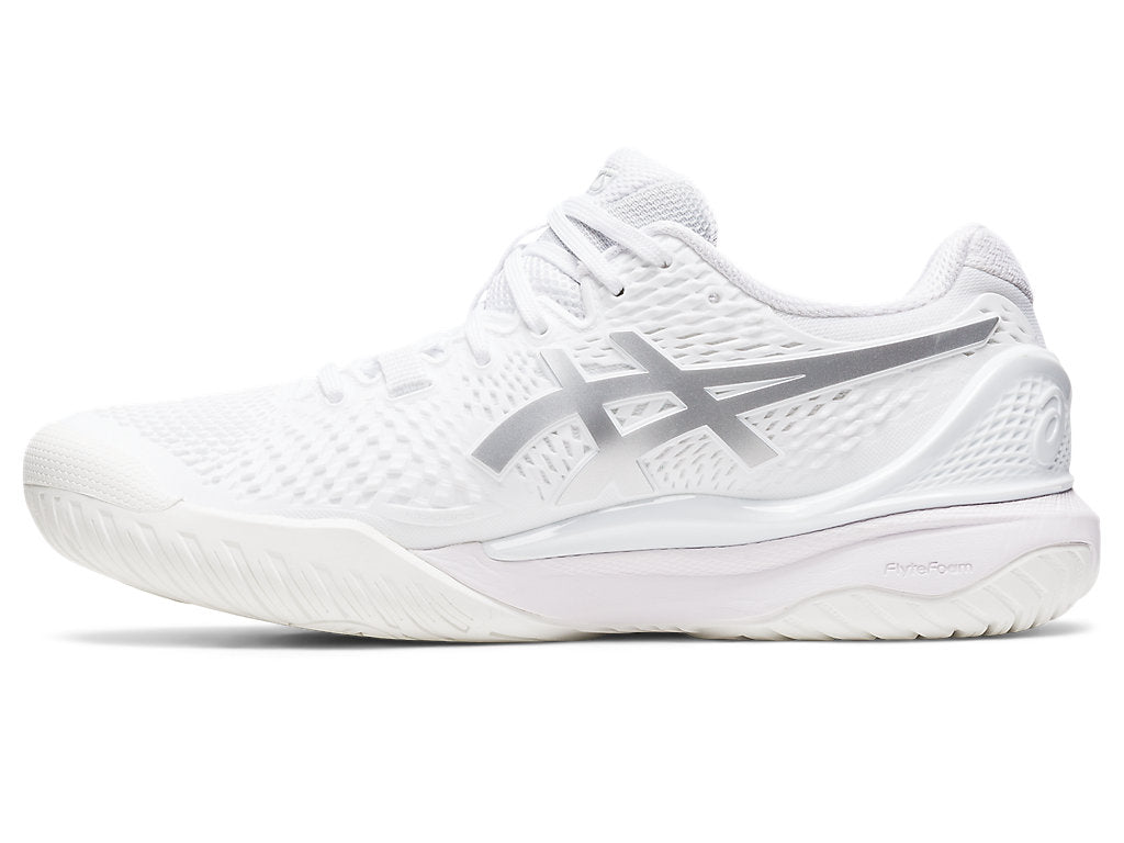 Asics Women'S GEL-RESOLUTION 9 Wide D Tennis Shoes in White/Pure Silver
