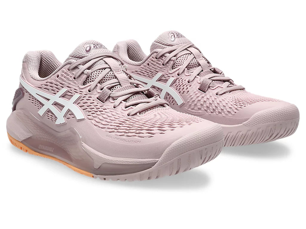 Asics Women's GEL-RESOLUTION 9 Wide (D)Tennis Shoes in Watershed Rose/White