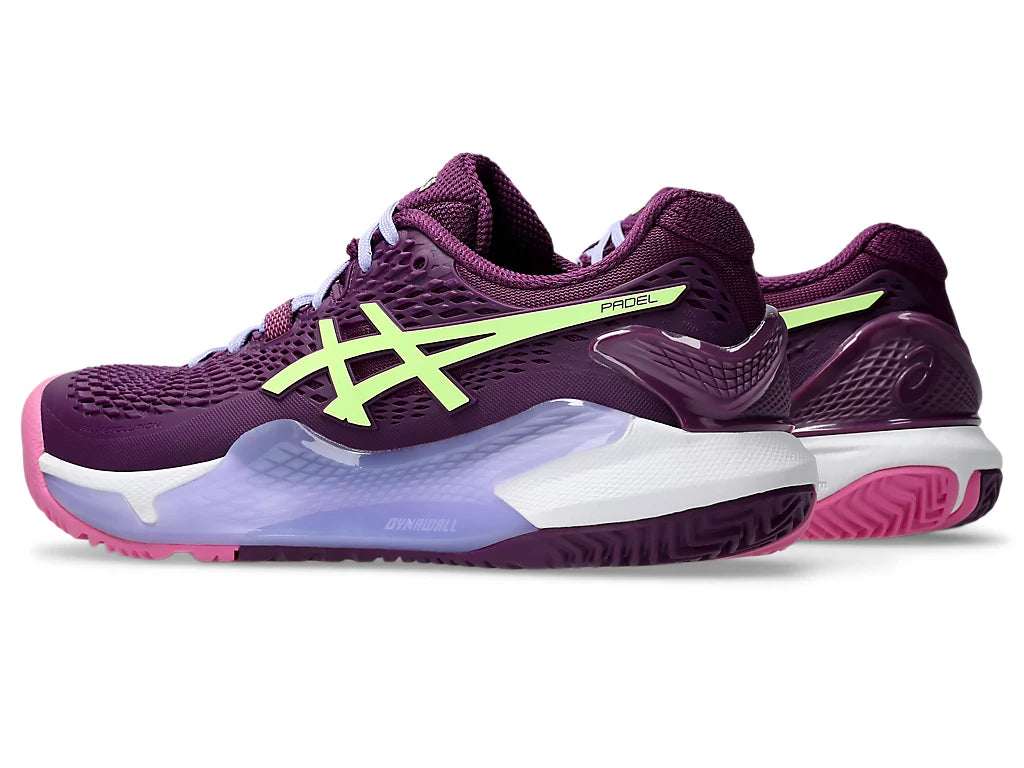 Asics Women's GEL-RESOLUTION 9 PADEL Tennis Shoes in Deep Mauve/Lime Green