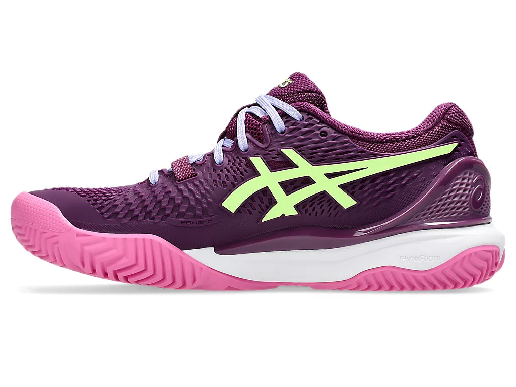 Asics Women's GEL-RESOLUTION 9 PADEL Tennis Shoes in Deep Mauve/Lime Green