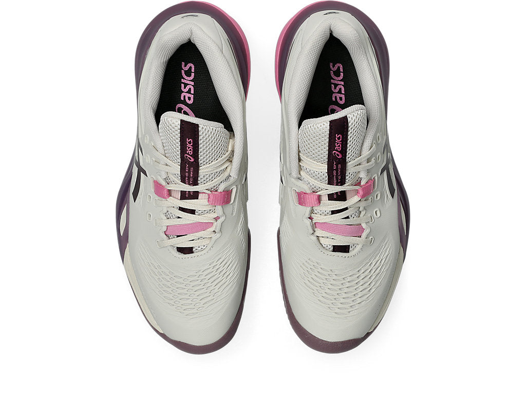 Asics Women's GEL-RESOLUTION X CLAY Tennis Shoes in Soft Oat/Dark Aubergine