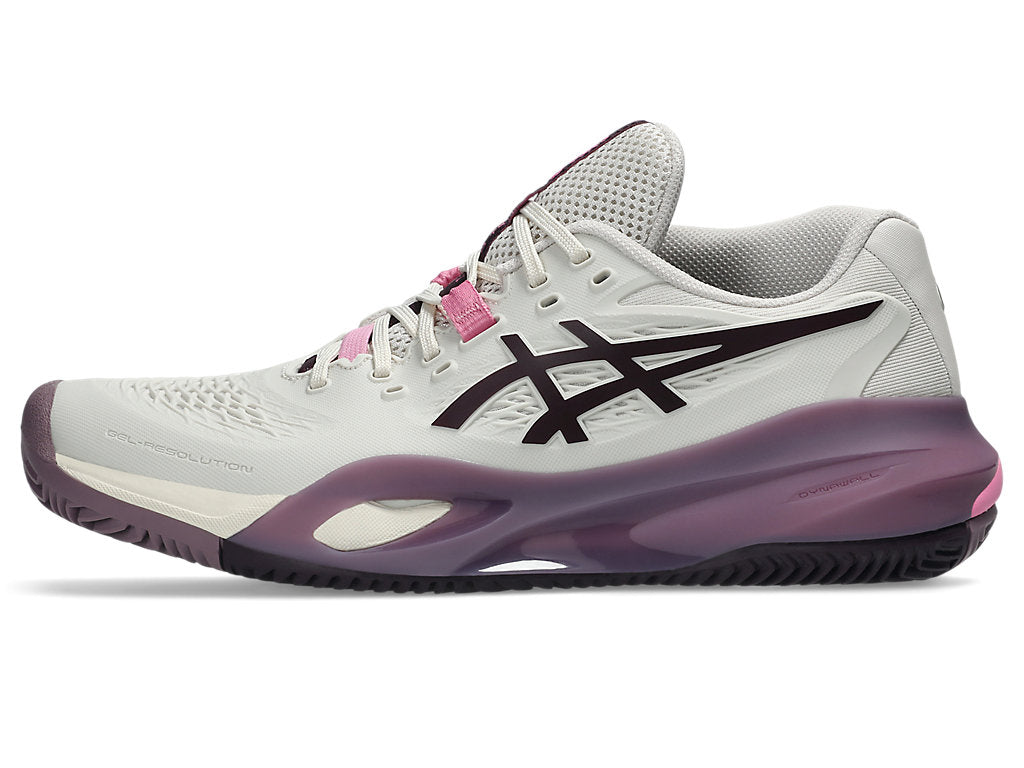 Asics Women's GEL-RESOLUTION X CLAY Tennis Shoes in Soft Oat/Dark Aubergine