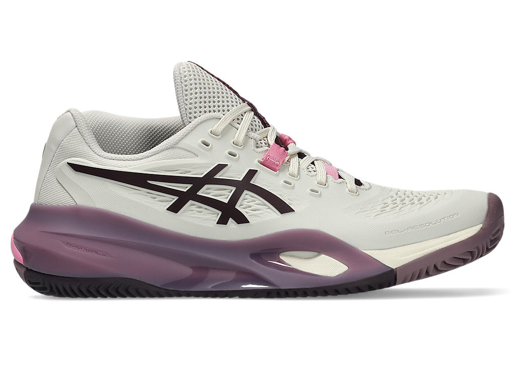 Asics Women's GEL-RESOLUTION X CLAY Tennis Shoes in Soft Oat/Dark Aubergine