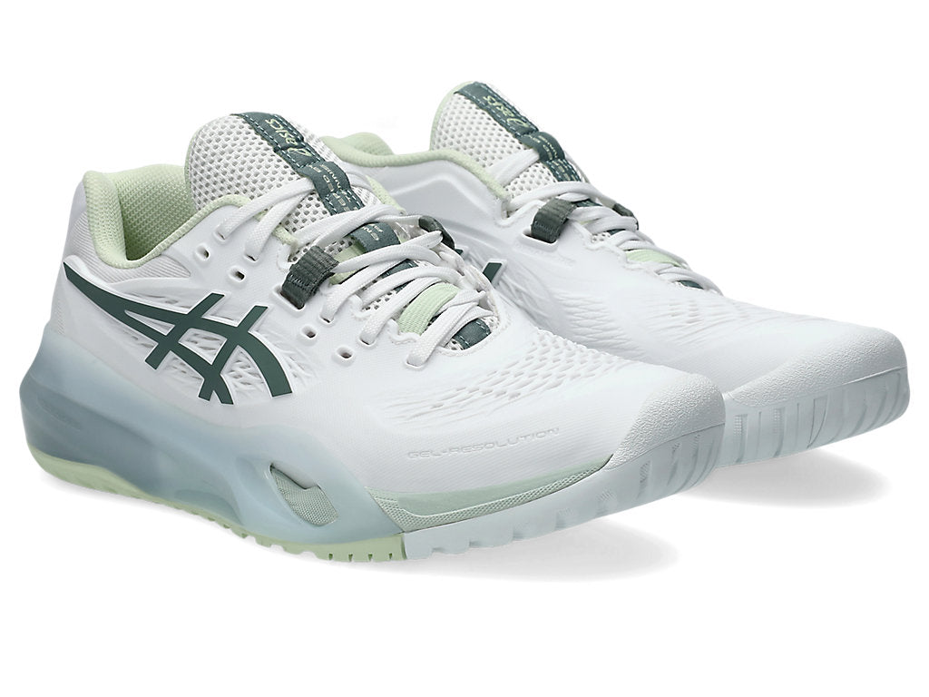 Asics Women GEL-RESOLUTION X Tennis Shoes in White/Monument Blue
