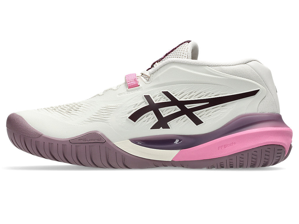 Asics Women's GEL-RESOLUTION X Tennis Shoes in Soft Oat/Dark Aubergine