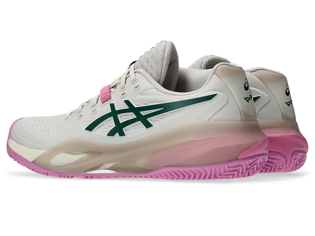 Asics Women's GEL-RESOLUTION X PADEL Tennis Shoes in Soft Oat/Jewel Green