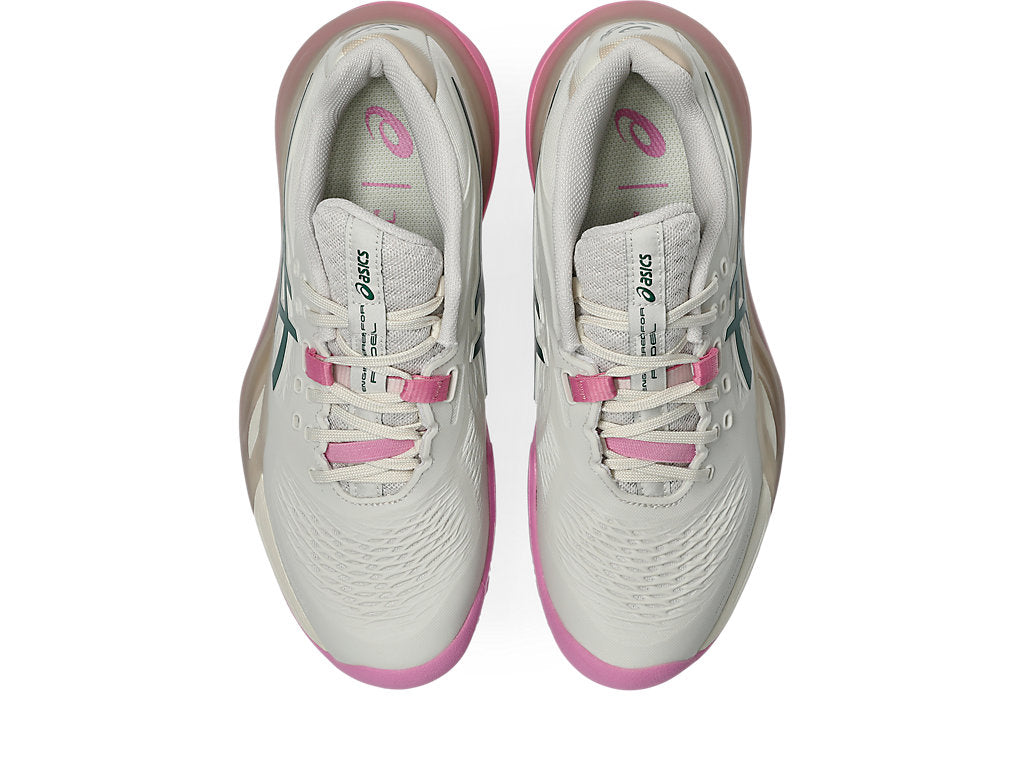 Asics Women's GEL-RESOLUTION X PADEL Tennis Shoes in Soft Oat/Jewel Green