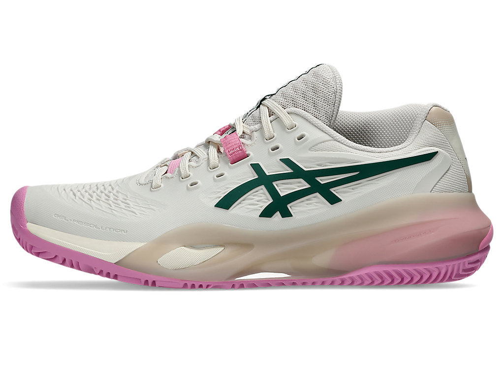 Asics Women's GEL-RESOLUTION X PADEL Tennis Shoes in Soft Oat/Jewel Green