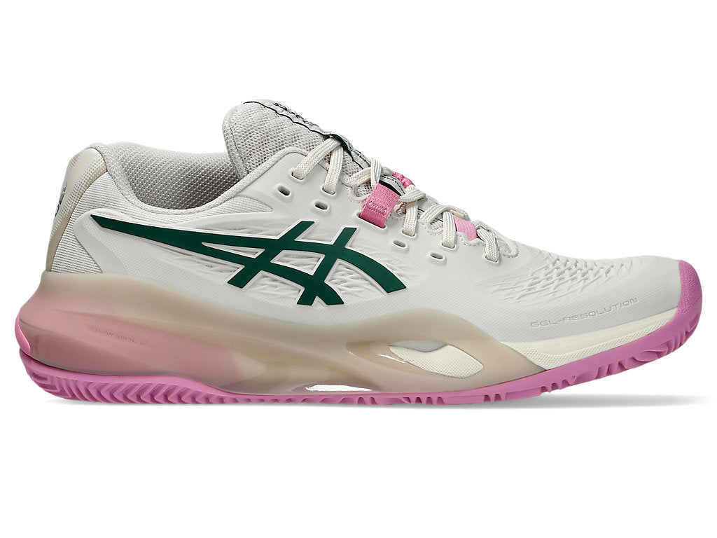Asics Women's GEL-RESOLUTION X PADEL Tennis Shoes in Soft Oat/Jewel Green