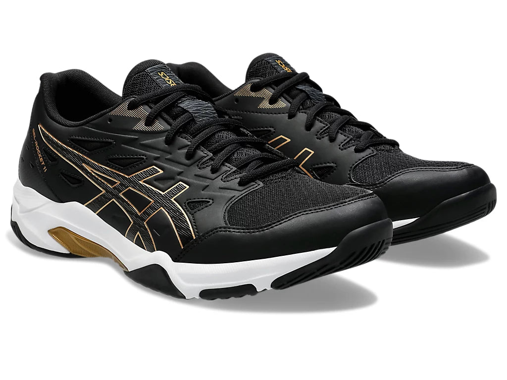 Asics Men's GEL-ROCKET 11 Indoor Shoes in Black/Pure Gold