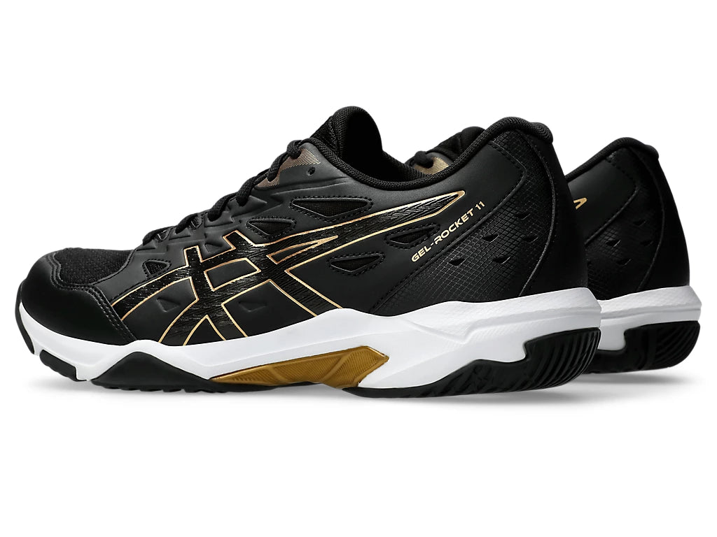 Asics Men's GEL-ROCKET 11 Wide (2E) Indoor Shoes in Black/Pure Gold