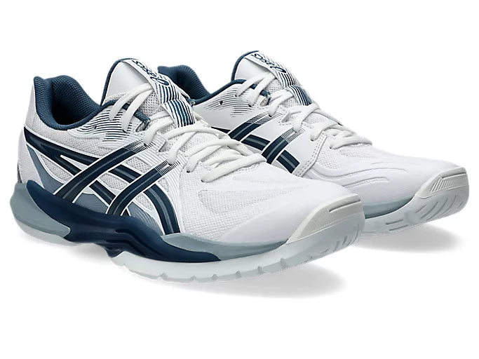 Asics Men's POWERBREAK FF Netball Shoes in White/Vintage Indigo