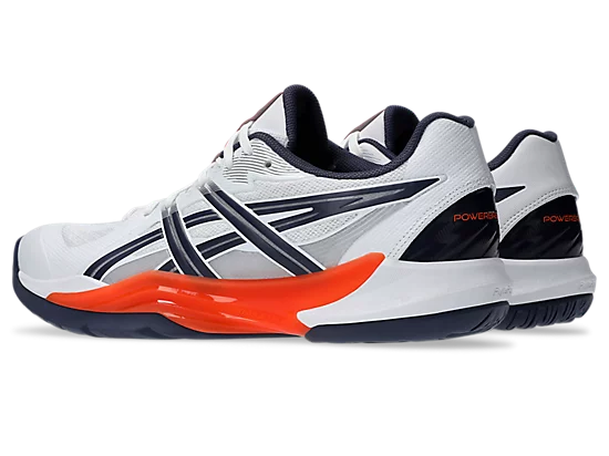 Asics Men's POWERBREAK FF Indoor Court Shoes in White/Nova Orange