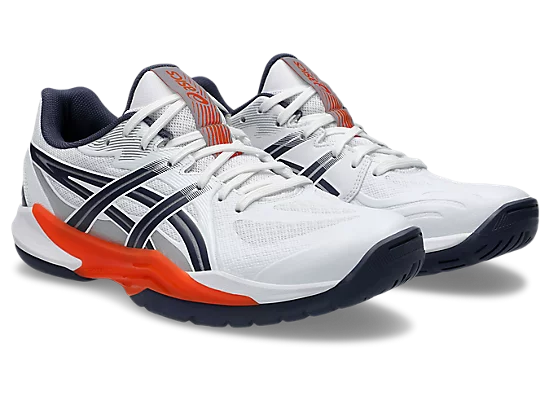 Asics Men's POWERBREAK FF Indoor Court Shoes in White/Nova Orange