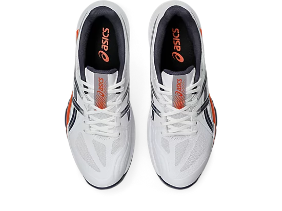 Asics Men's POWERBREAK FF Indoor Court Shoes in White/Nova Orange