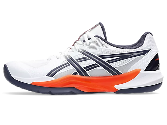 Asics Men's POWERBREAK FF Indoor Court Shoes in White/Nova Orange
