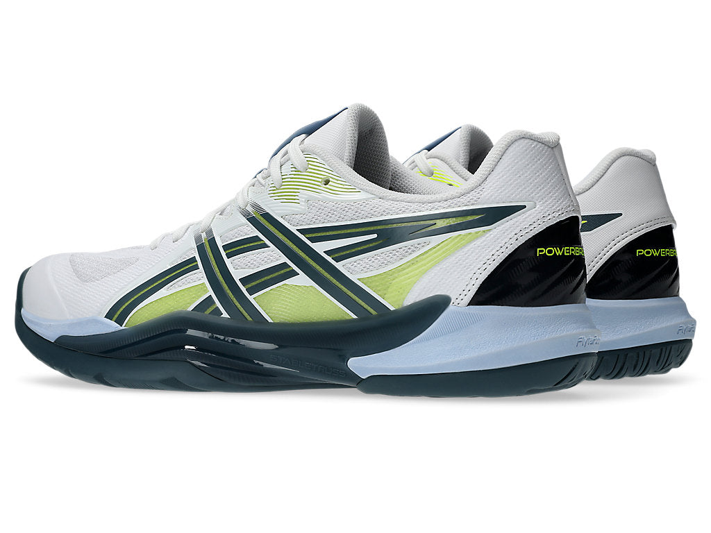 Asics Men's POWERBREAK FF Volleyball Shoes in White/Raw Indigo