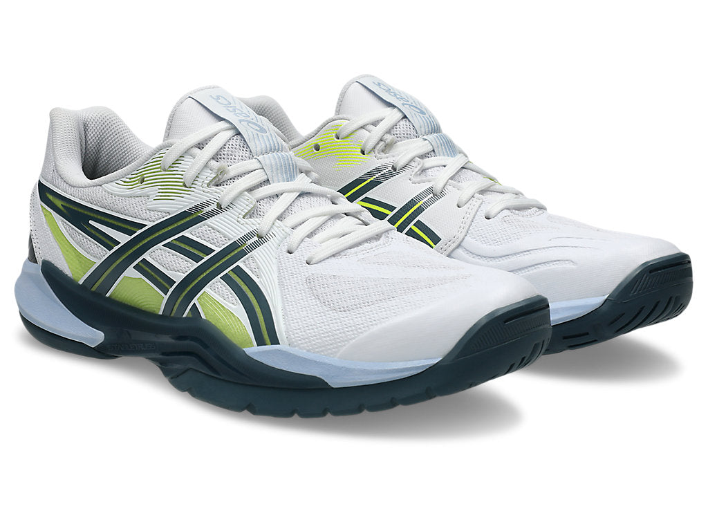 Asics Men's POWERBREAK FF Volleyball Shoes in White/Raw Indigo