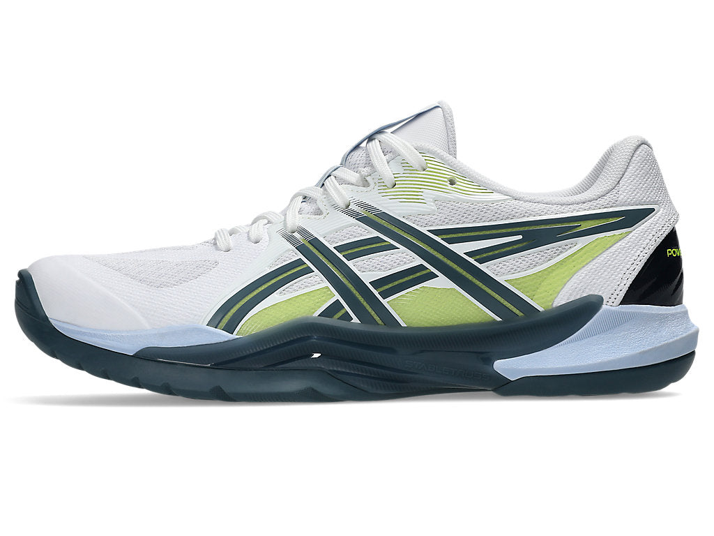 Asics Men's POWERBREAK FF Volleyball Shoes in White/Raw Indigo