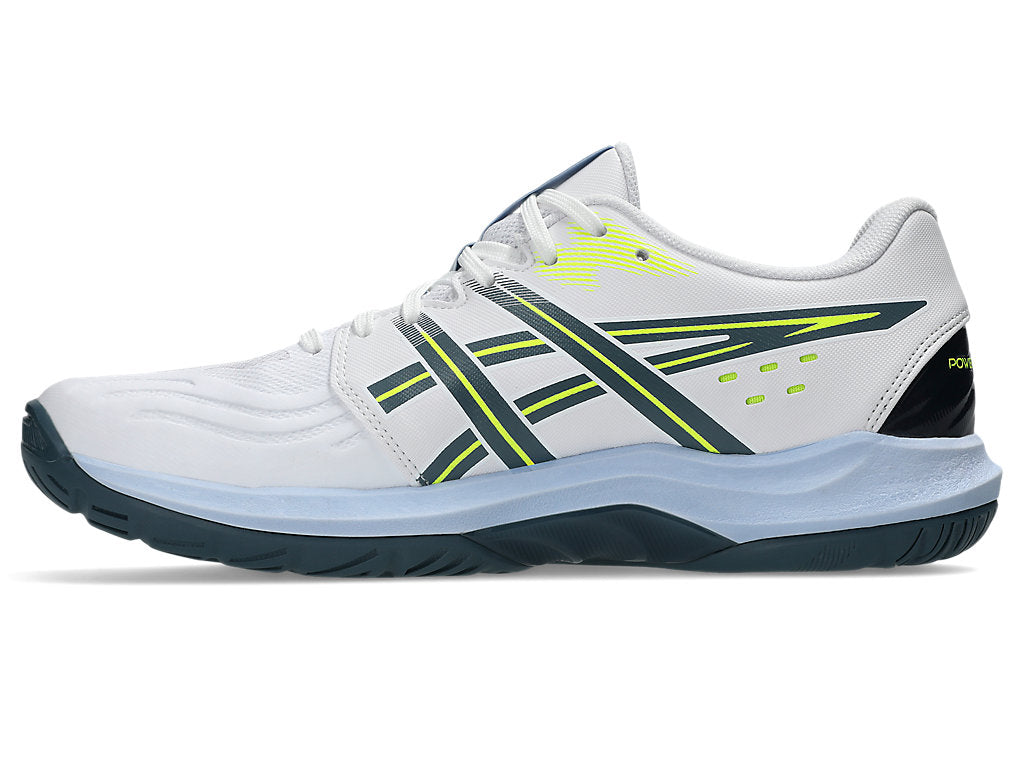 Asics Men's POWERBREAK FF Volleyball Shoes in White/Raw Indigo