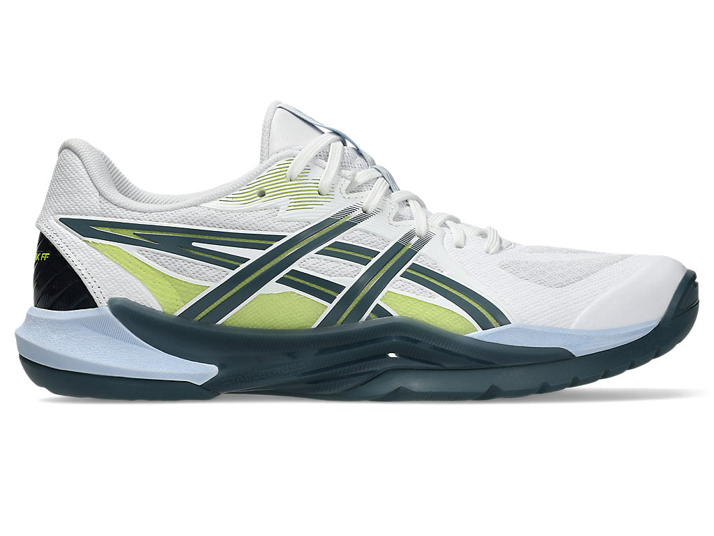 Asics Men's POWERBREAK FF Volleyball Shoes in White/Raw Indigo