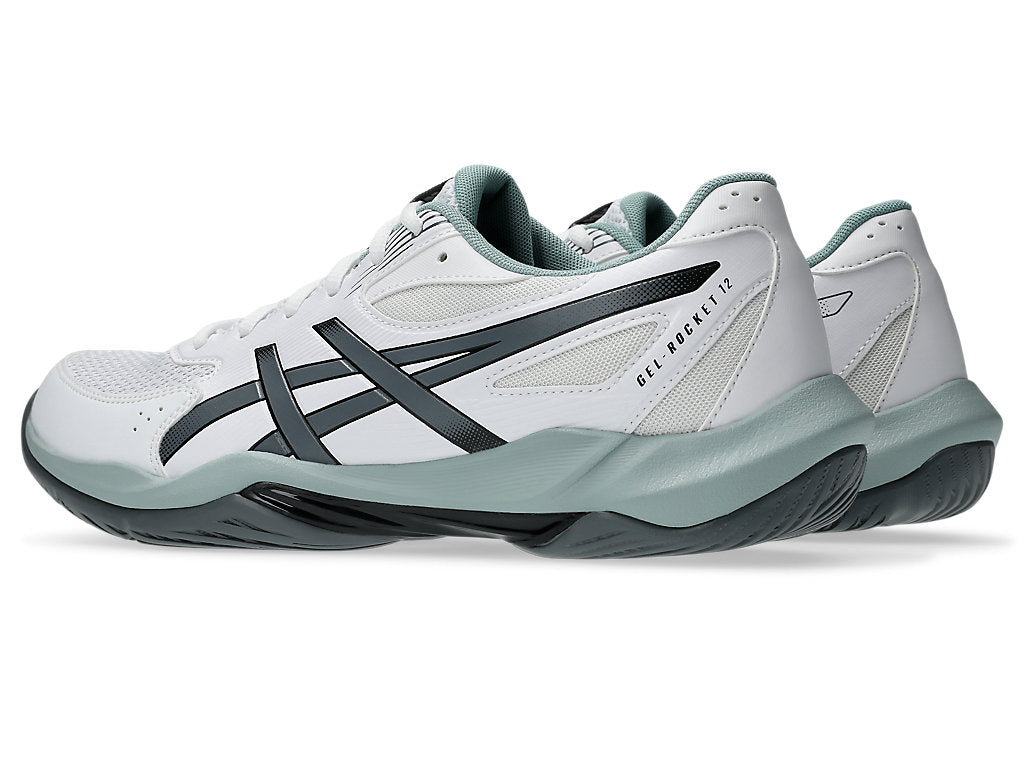Asics Men's GEL-ROCKET 12 Wide (2E) Indoor Shoes in White/Steel Grey