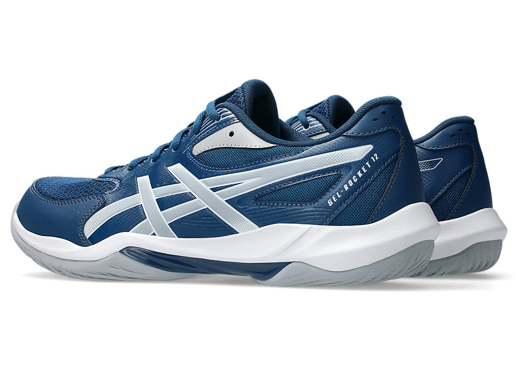 Asics Men's GEL-ROCKET 12 Wide (2E) Indoor Court Shoes in MAKO Blue/Piedmont Grey