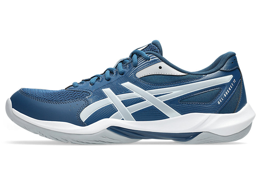 Asics Men's GEL-ROCKET 12 Wide (2E) Indoor Court Shoes in MAKO Blue/Piedmont Grey