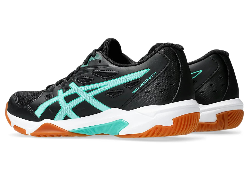 Asics Women's GEL-ROCKET 11 Indoor Shoes in Black/Illuminate Mint