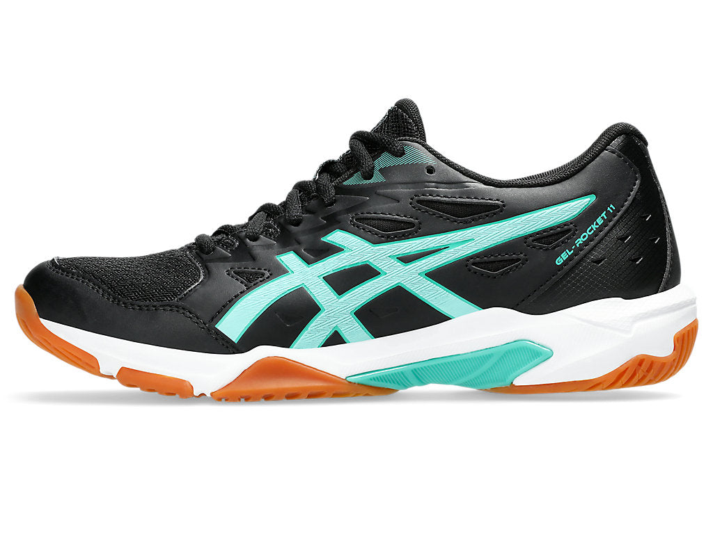 Asics Women's GEL-ROCKET 11 Indoor Shoes in Black/Illuminate Mint