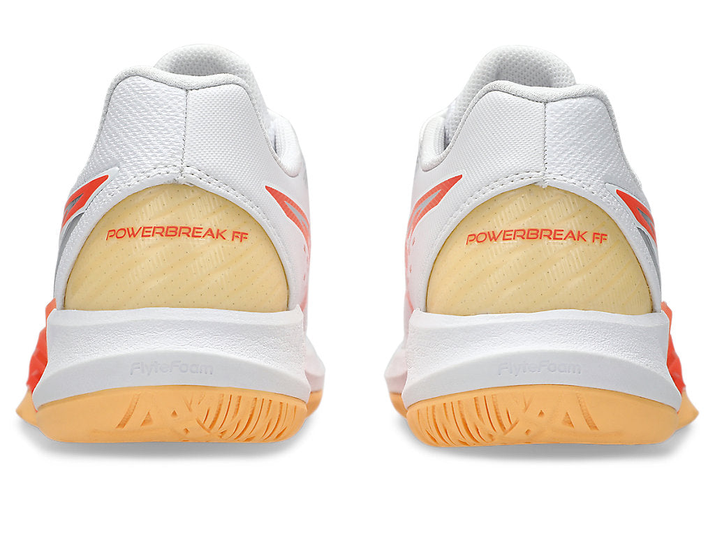 Asics Women's POWERBREAK FF Netball Shoes in White/Vivid Coral