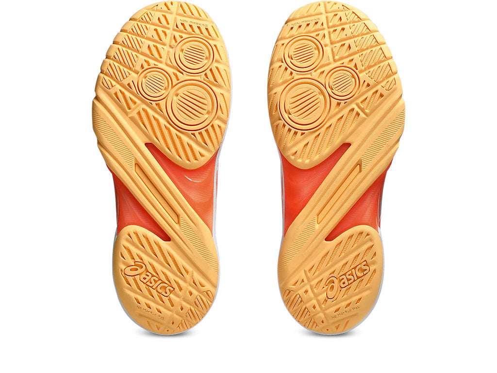 Asics Women's POWERBREAK FF Netball Shoes in White/Vivid Coral