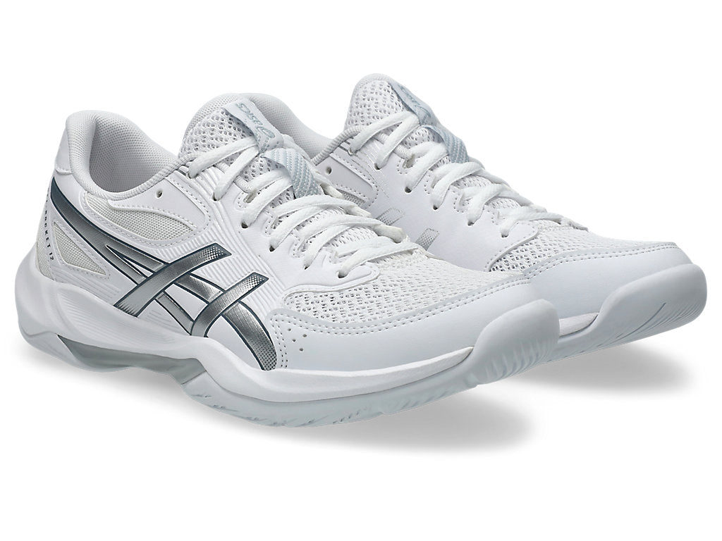 Asics Women's GEL-ROCKET 12 Indoor Court Shoes in White/Pure silver