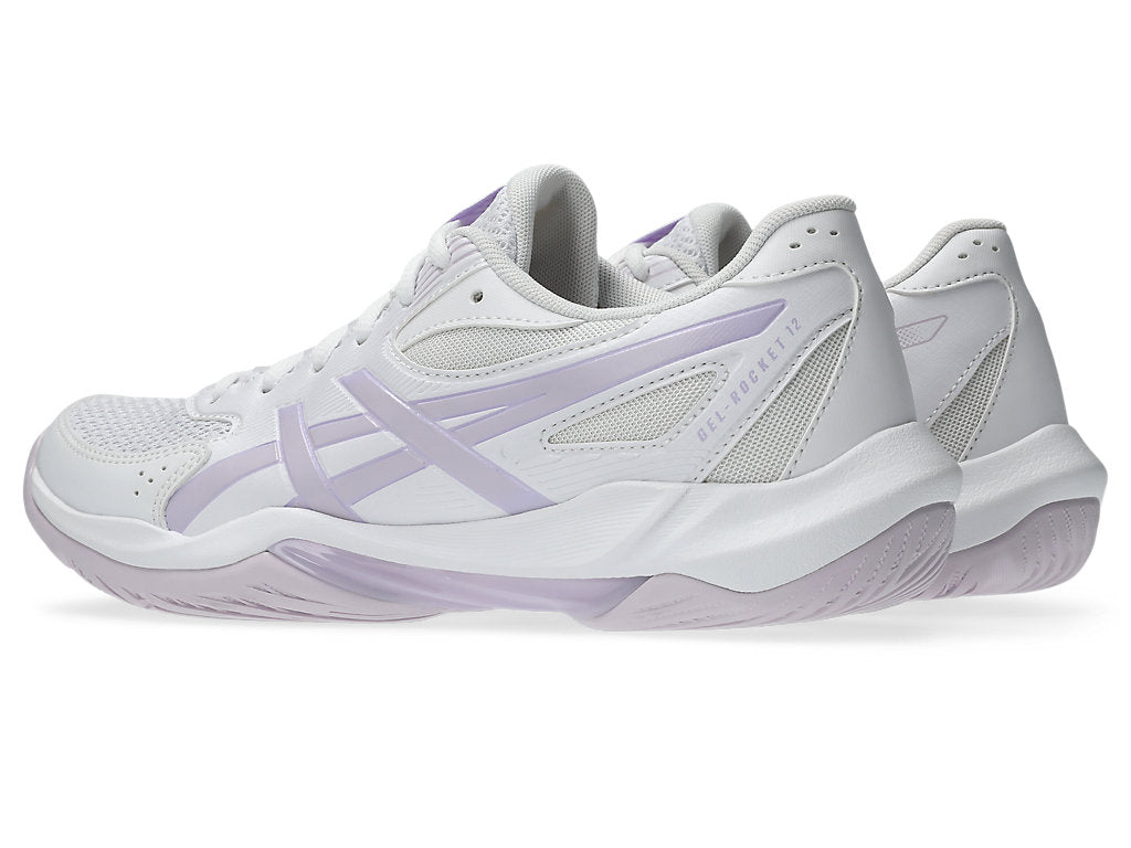 Asics Women's GEL-ROCKET 12 Indoor Shoes in White/Dahlia