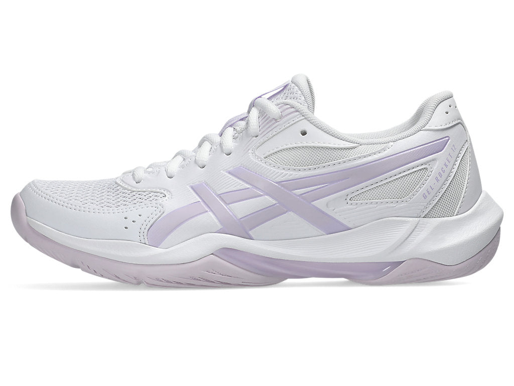 Asics Women's GEL-ROCKET 12 Indoor Shoes in White/Dahlia