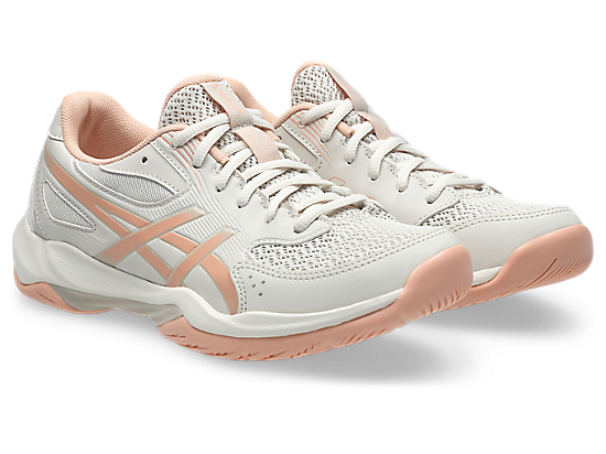 Asics Women's GEL-ROCKET 12 Indoor Shoes in Soft Oat/Cantaloupe