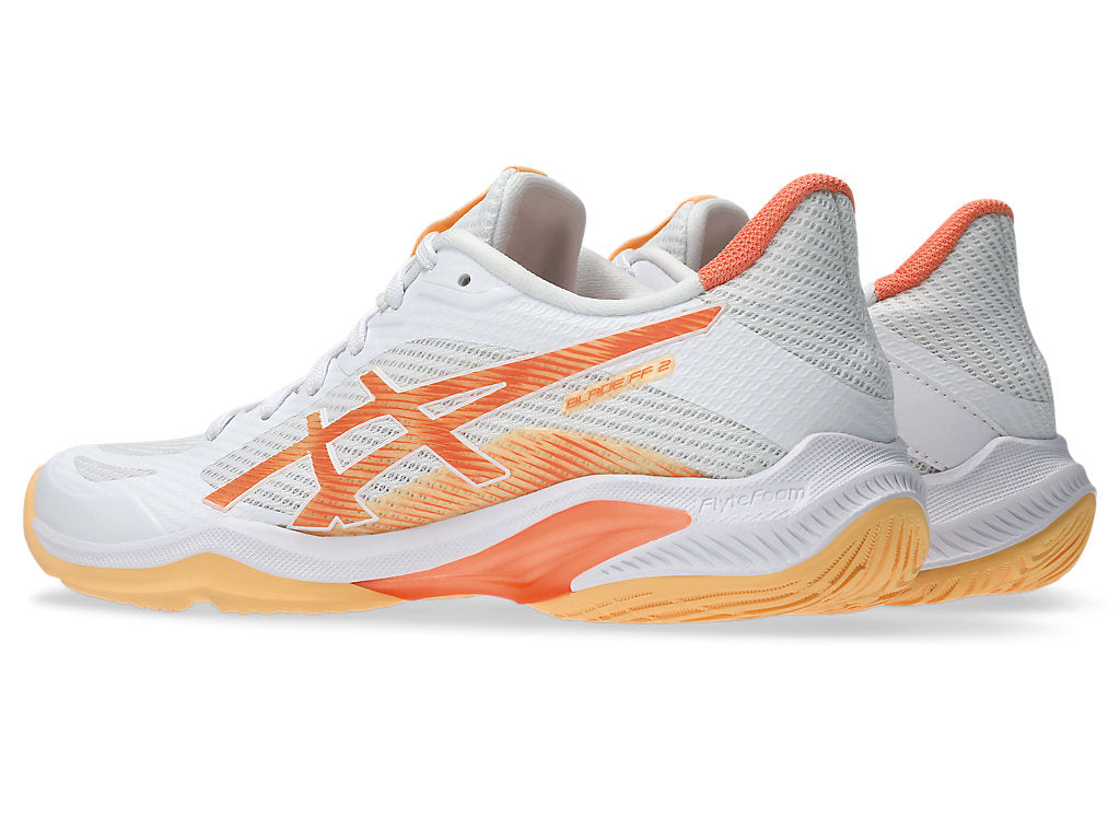Asics Women's BLADE FF 2 Indoor Shoes in White/Vivid Coral