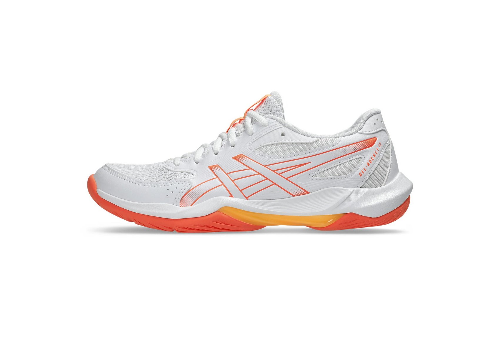 Asics Women's GEL-ROCKET 12 Indoor Shoes in White/Vivid Coral
