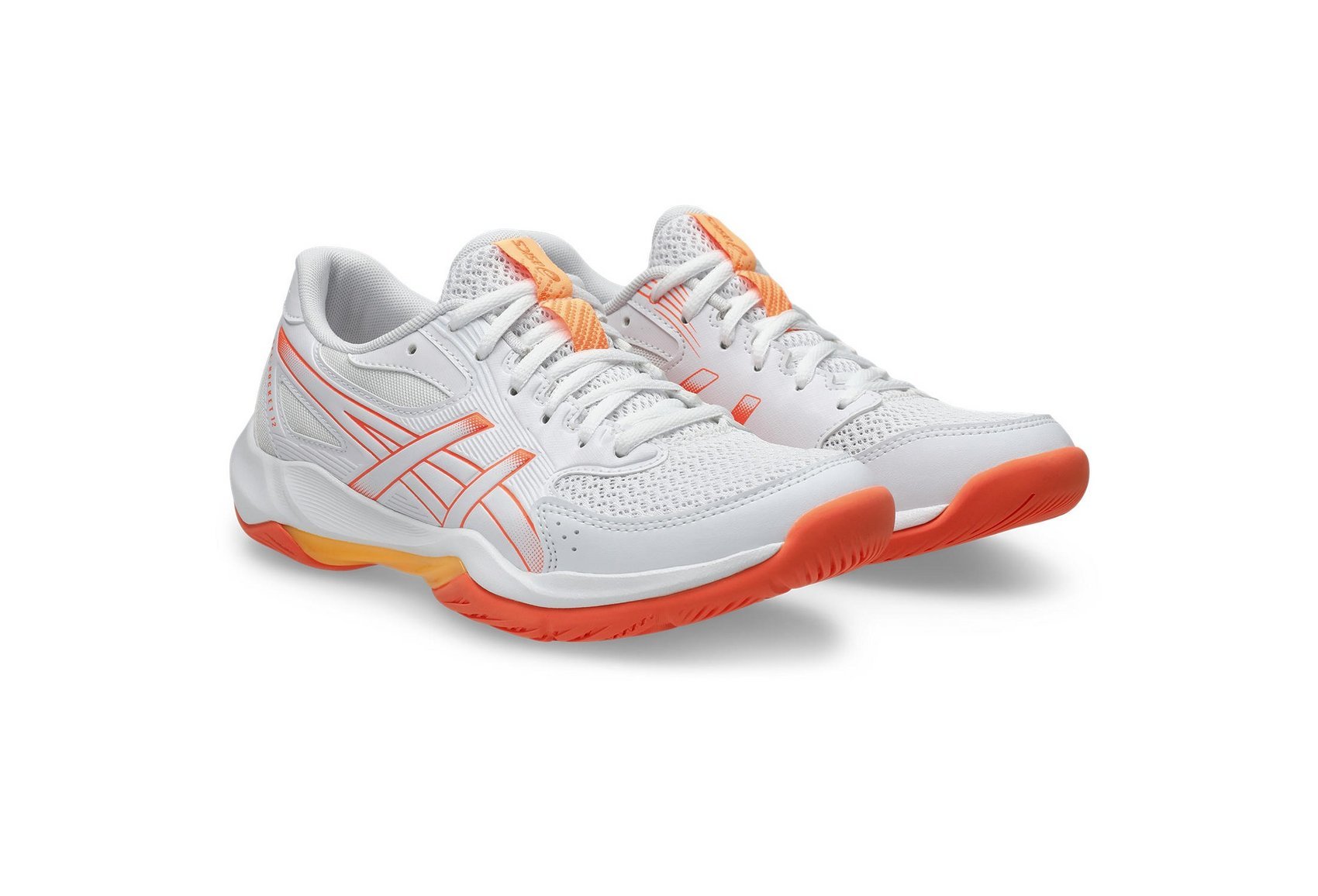 Asics Women's GEL-ROCKET 12 Indoor Shoes in White/Vivid Coral