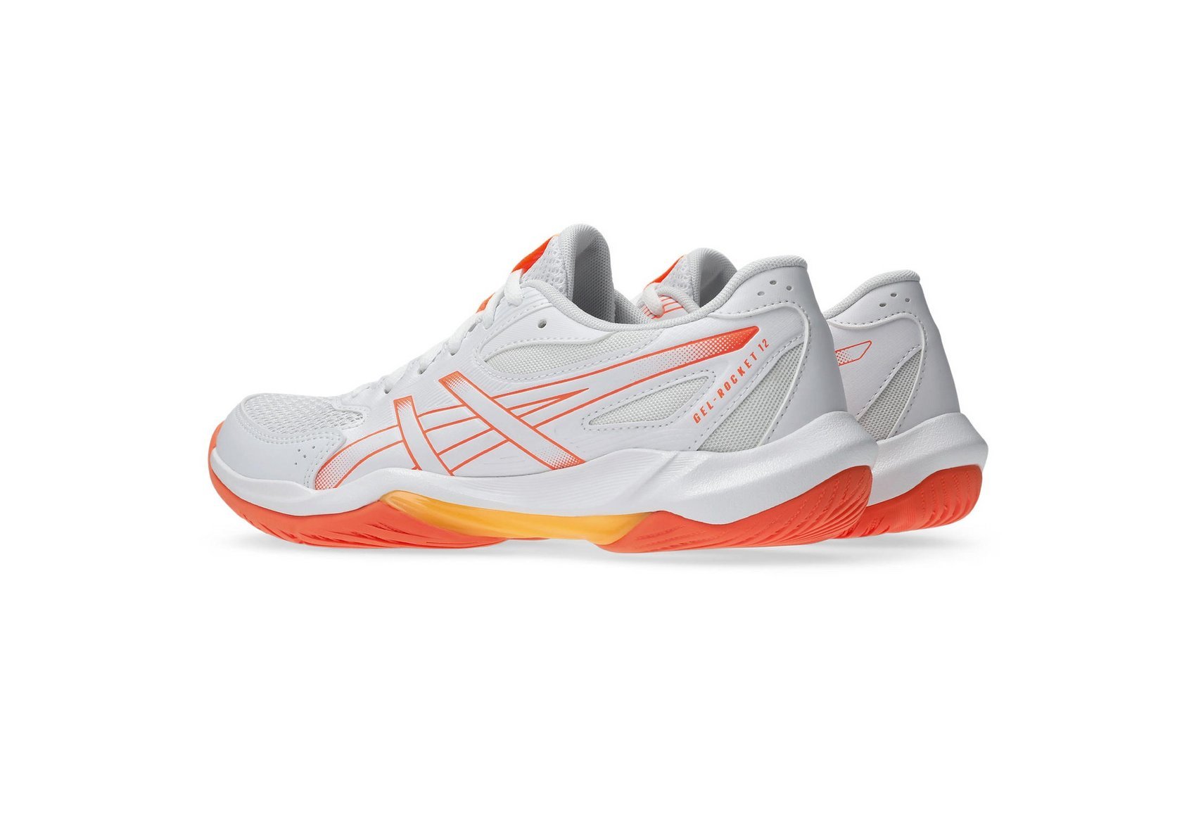 Asics Women's GEL-ROCKET 12 Indoor Shoes in White/Vivid Coral